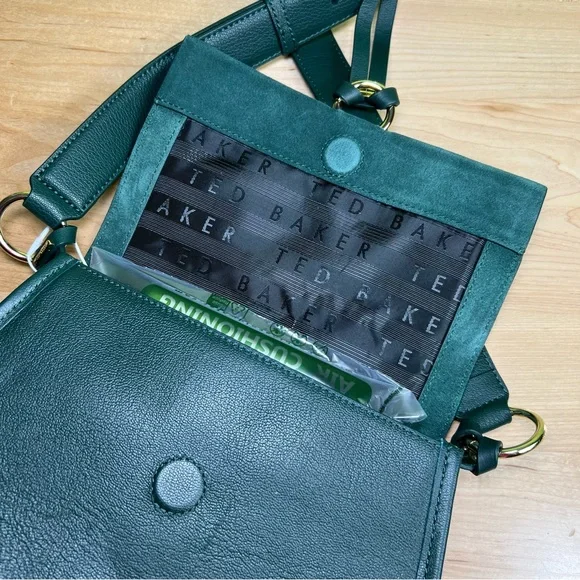 Ted Baker harrlee long tassel saddle shoulder bag in dark green NWT - Picture 3 of 9